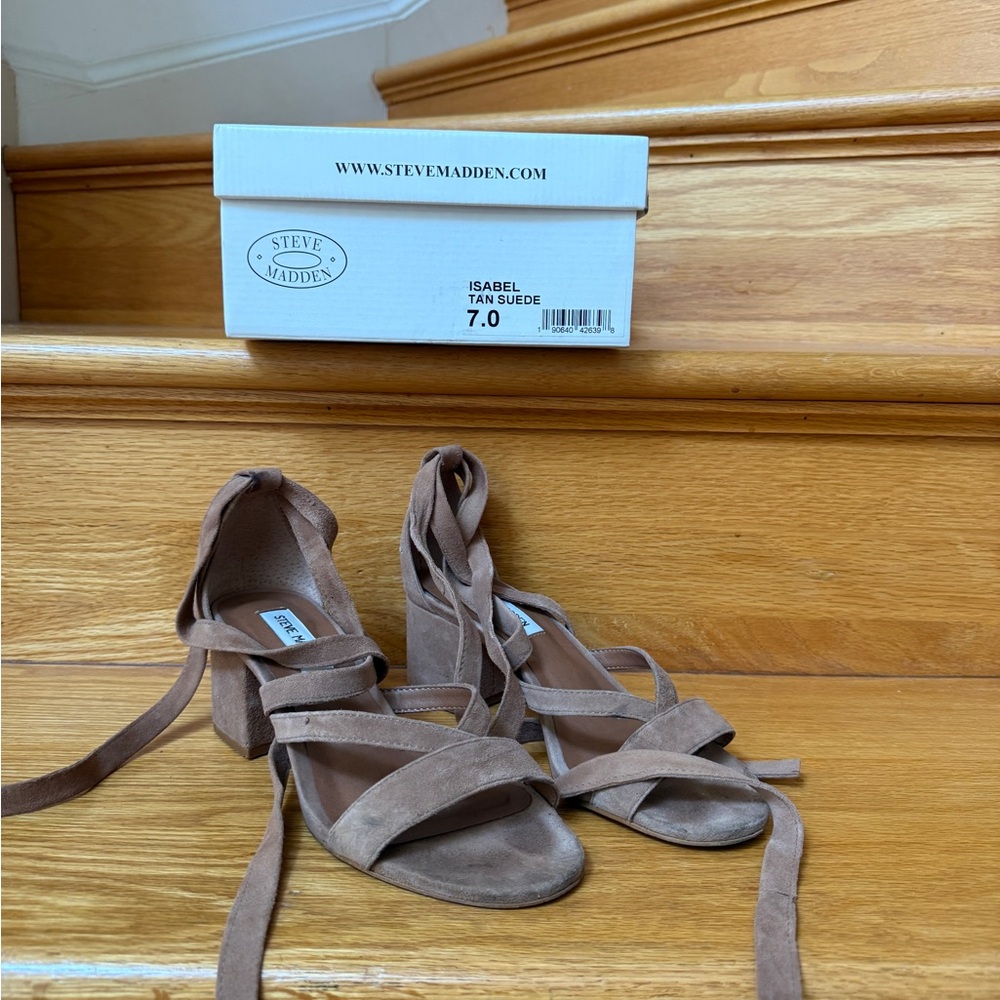 Steve Madden Tan Suede Isabel Wrap Sandals
